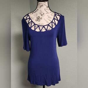 Medium Blue BKE top with Cutouts